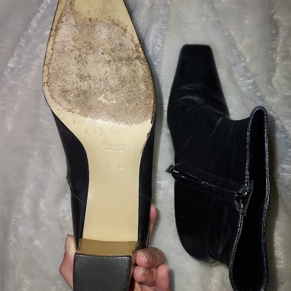 Authentic Gucci Geniune Leather Block Heeled Ankle Boots - Picture 4 of 7